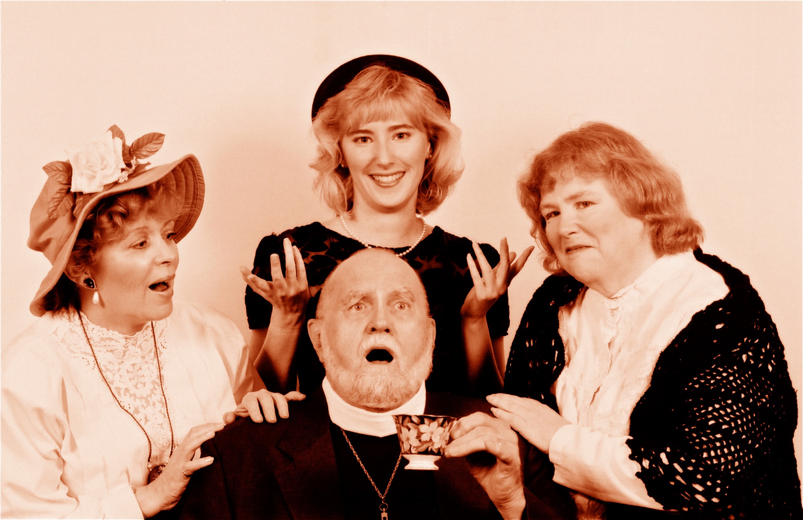 ARSENIC AND OLD LACE (Kesselring)-Jane McCarty as Martha Brewster, Diana Gorman as Elaine Harper, Scotty Wells as Dr Harper, Kathleen Hugo as Abby Brewster-Marquee Theatre Company-Publicity Photo by Glenn Rippie 9