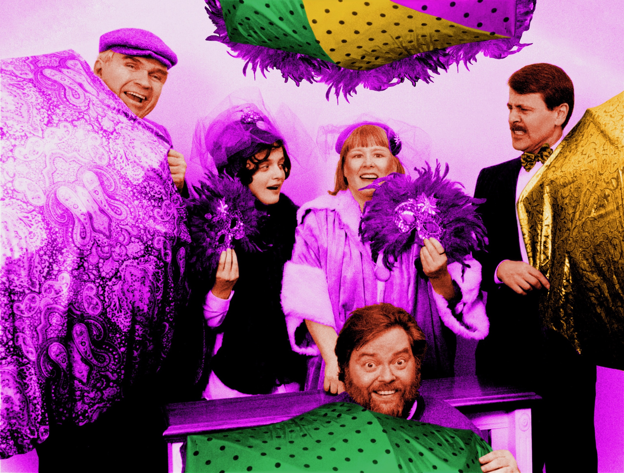 CHARLEY’S AUNT (Thomas)-Marty Geraghty as Sir Francis Chesney, Michael Marcinkowski as Lord Fancourt Babberley, Kathleen Hugo as Donna Lucia, David Fell as Charles Wykeham, Stephen Fedo as Stephen Spettigue-Marquee Theatre Company-Publicity Photo by Glenn Rippie 11