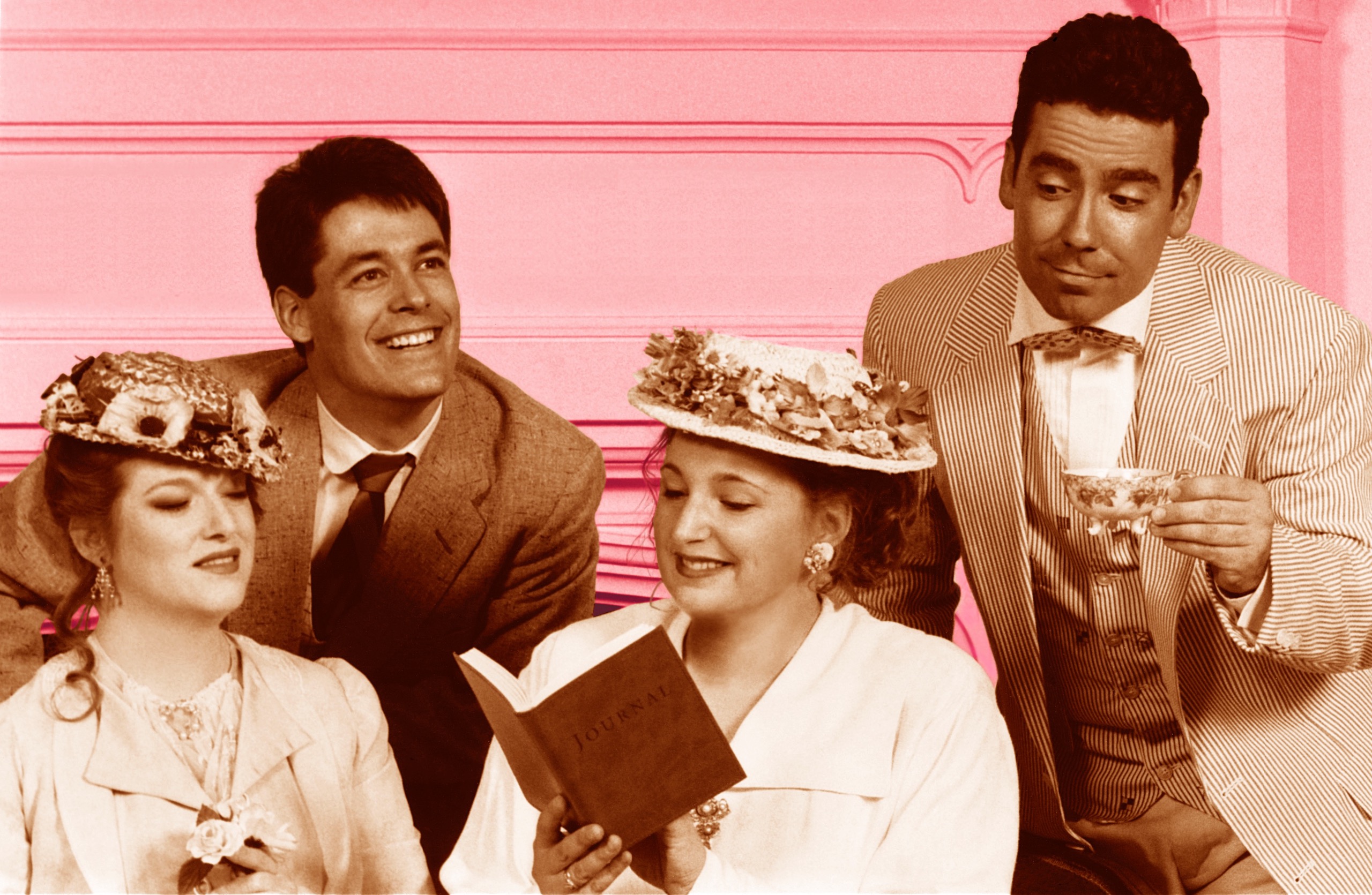 THE IMPORTANCE OF BEING EARNEST (Wilde)-Rachel Martindale as Gwendolen Fairfax, W Grahame Rush as Jack Worthing, Roberta Mulder as Cecily Cardew, Sean Patrick Hargadon as Algernon Moncrieff-Marquee Theatre Company-Publicity Photo by Glenn Rippie 13