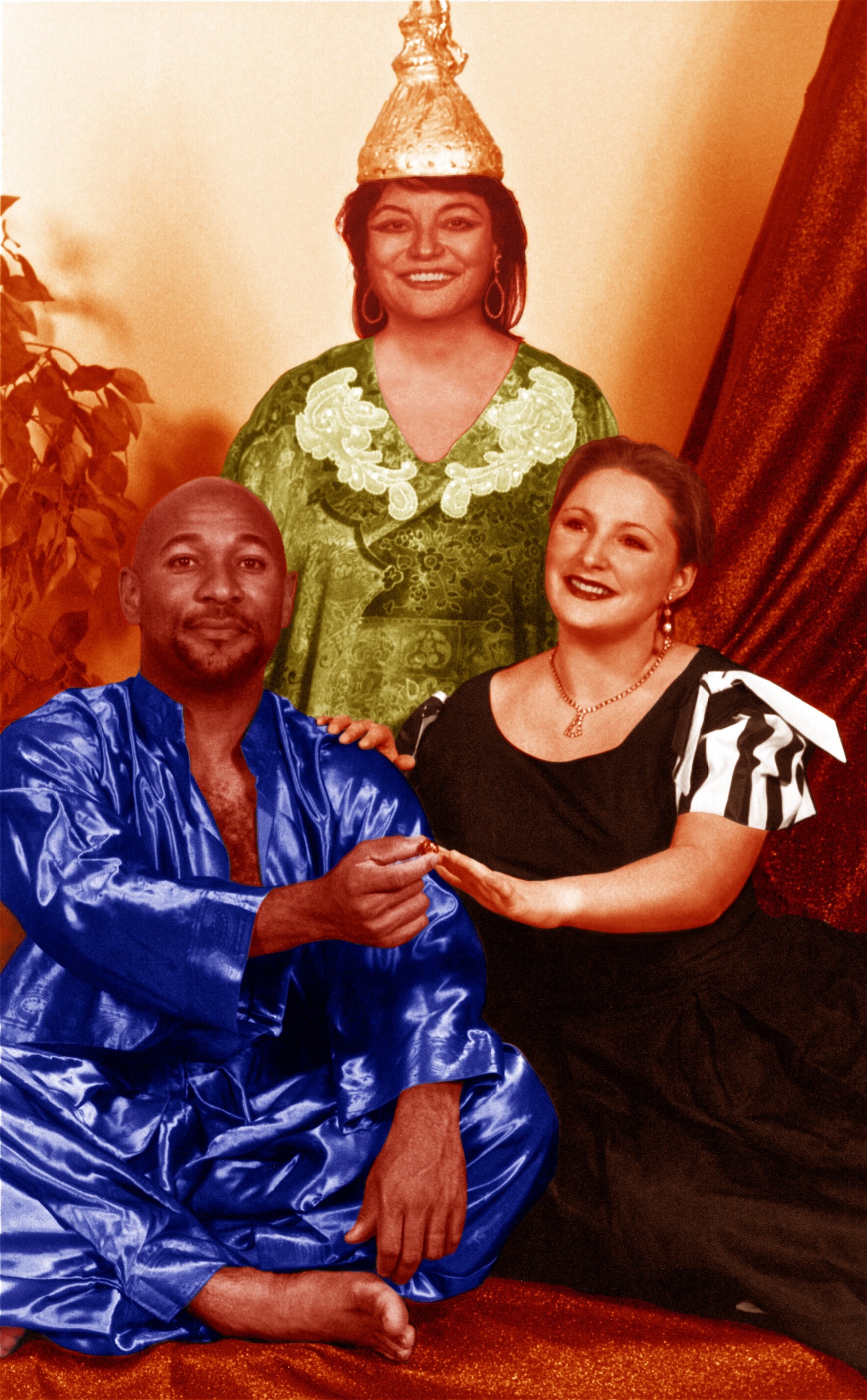 THE KING AND I (Rodgers and Hammerstein)-Gregory Lacey as the King, Lydia Jean as Lady Thiang, Roberta Mulder as Anna Leonowens-Marquee Theatre Company-Publicity Photo by Glenn Rippie 13