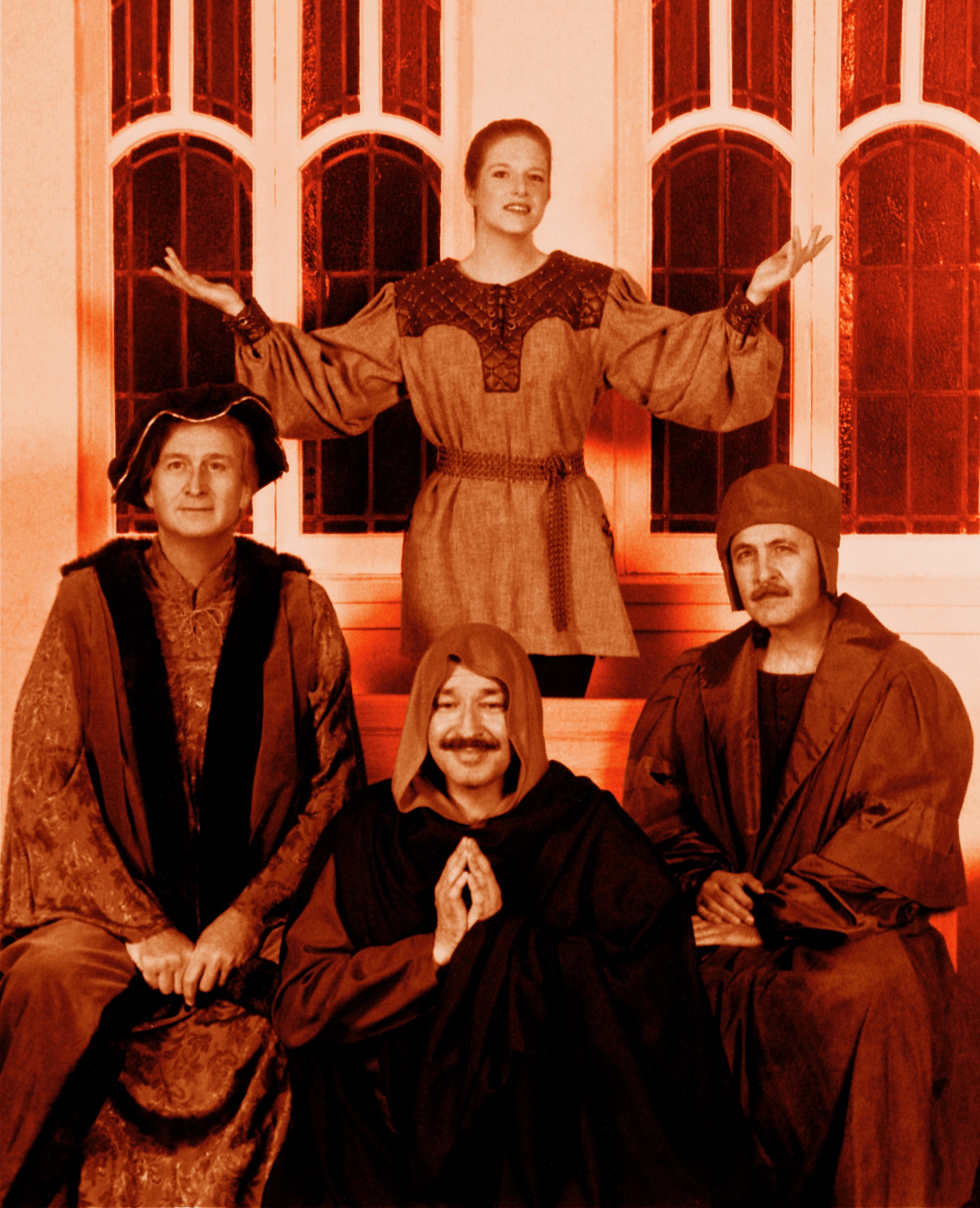 THE LARK (Adapted from Anouilh by Lillian Hellman)-Ryan Edwards as the Earl of Warwick, Rachel Martindale as Joan of Arc, Aaron Hunt as the Inquisitor, Stephen Fedo Bishop Cauchon-Marquee Theatre Company-Publicity Photo by Glenn Rippie 12