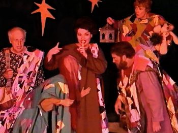 A MIDSUMMER NIGHT’S DREAM (Shakespeare) Photo-Arthur Solomon as Peter Quince, Adam Turry as Flute, Melissa Rubens as Snout, David Fell as Bottom, Jane McCarty as Starveling-Marquee Theatre Company 13