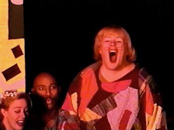 A MIDSUMMER NIGHT’S DREAM (Shakespeare) Photo-Jen Malone as Helena, Gregory Lacey as Demetrius, Kathleen Hugo as Snug-Marquee Theatre Company 12