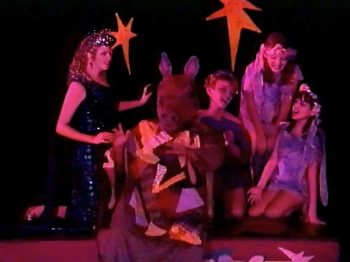 A MIDSUMMER NIGHT’S DREAM (Shakespeare) Photo-Rachel Martindale as Titania, David Fell as Bottom, Michael Marcinkowski, Gina and Stephanie Rosienski-Marquee Theatre Company 9