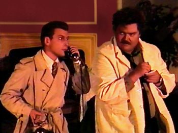 ARSENIC AND OLD LACE (Kesselring) Photo-Daniel Grillo as Lt Rooney, David Fell as Dr Einstein-Marquee Theatre Company 7