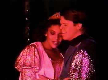 CAMELOT (Lerner and Loewe) Photo-Rosalind Lee as Guenevere, Eric Perkins as Lancelot-Marquee Theatre Company 8