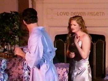 CAT ON A HOT TIN ROOF (Williams) Photo-Paul Socrates Kaitson as Brick, Rachel Martindale as Maggie-Marquee Theatre Company 3