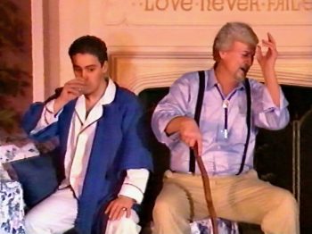 CAT ON A HOT TIN ROOF (Williams) Photo-Paul Socrates Kaitson as Brick, Ryan Edwards as Big Daddy-Marquee Theatre Company 7