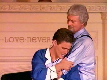 CAT ON A HOT TIN ROOF (Williams) Photo-Paul Socrates Kaitson as Brick, Ryan Edwards as Big Daddy-Marquee Theatre Company 8