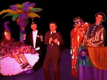 CHARLEY’S AUNT (Thomas) Photo-Michael Marcinkowski as Lord Fancourt Babberley, Larry Nelson as Brassett, Stephen Fedo as Stephen Spettigue, David Fell as Charles Wykeham, Geoffrey Edwards as Jack Chesney-Marquee Theatre Company 4