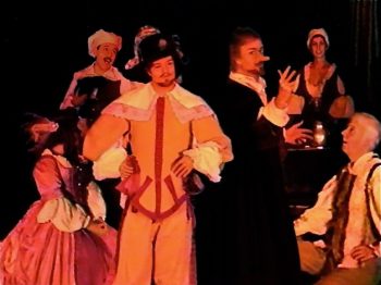 CYRANO DE BERGERAC (Adapted from Rostand by Geoffrey Edwards) Photo-Stephen Fedo as Ragueneau, Joe Czajka as Valvert, Ryan Edwards as Cyrano, Jane McCarty, Julie Distenfield, Larry Nelson-Marquee Theatre Company 2