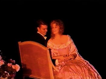 LA DAME AUX CAMELIAS (Adapted from Dumas, fils, by Geoffrey Edwards) Photo-Andrew Ludington as Armand Duval, Rachel Martindale as Marguerite Gautier-Marquee Theatre Company 1