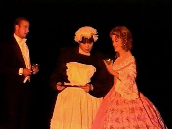 LA DAME AUX CAMELIAS (Adapted from Dumas, fils, by Geoffrey Edwards) Photo-Scott Cunningham as Count de Giray, Melissa Rubens as Nanine, Rachel Martindale as Marguerite Gautier-Marquee Theatre Company 2