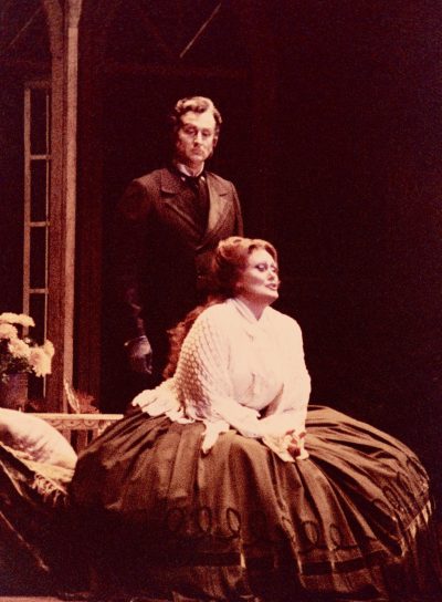 LA TRAVIATA (Verdi) Act II Photo-Soprano Joan Sutherland as Violetta, Baritone Ryan Edwards as Germont