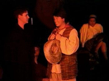 MAN OF LA MANCHA (Wasserman-Leigh-Darion) Photo-Anthony Roberts as Dr Carrasco, Jeff Phillips as Jose, Eric Perkins as Sancho, Jessica McCartney as Inez-Marquee Theatre Company 13