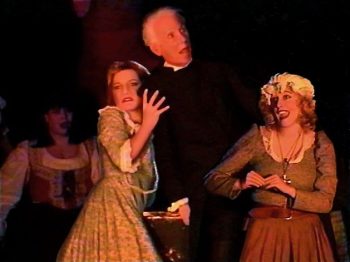 MAN OF LA MANCHA (Wasserman-Leigh-Darion) Photo-Melissa Rubens as Maria, Mary McCann as Antonia, Larry Nelson as the Padre, Jen Malone as the Housekeeper-Marquee Theatre Company 5