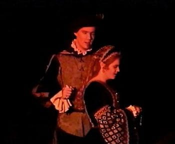 MARY STUART (Adapted from Schiller by Geoffrey Edwards) Photo-Anthony Roberts as Mortimer, Rachel Martindale as Mary-Marquee Theatre Company 1