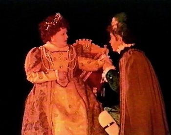 MARY STUART (Adapted from Schiller by Geoffrey Edwards) Photo-Kathleen Hugo as Elizabeth, Paul Socrates Kaitson as Leicester-Marquee Theatre Company 5