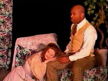 MY THREE ANGELS (Spewack) Photo-Rachel Martindale as Marie Louise, Gregory Lacey as Paul-Marquee Theatre Company 4
