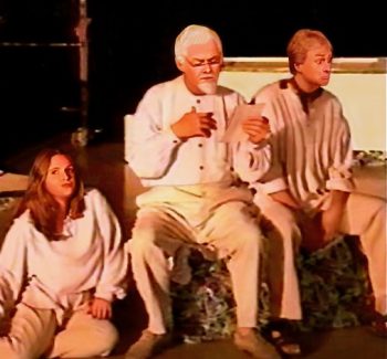 MY THREE ANGELS (Spewack) Photo-Roberta Mulder as Alfrede, Garvey MacLean as Joseph, Ryan Edwards as Jules-Marquee Theatre Company 2