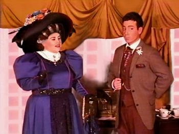 THE IMPORTANCE OF BEING EARNEST (Wilde) Photo-Kathleen Hugo as Lady Bracknell, Sean Patrick Hargadon as Algernon Moncrieff-Marquee Theatre Company 3