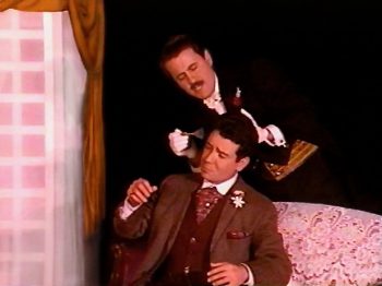 THE IMPORTANCE OF BEING EARNEST (Wilde) Photo-Stephen Fedo as Lane, Sean Patrick Hargadon as Algernon Moncrieff-Marquee Theatre Company 1