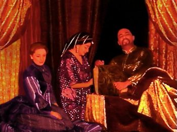 THE KING AND I (Rodgers and Hammerstein) Photo-Roberta Mulder as Anna Leonowens, Lydia Jean as Lady Thiang, Gregory Lacey as the King-Marquee Theatre Company 12