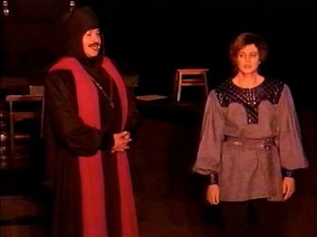 THE LARK (Adapted from Anouilh by Lillian Hellman) Photo-Aaron Hunt as the Inquisitor, Rachel Martindale as Joan of Arc-Marquee Theatre Company 7